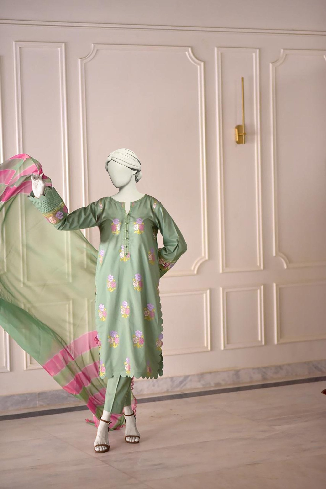 EID SPECIAL BLOSSOM LUXURY COTTON 3PC - Almia