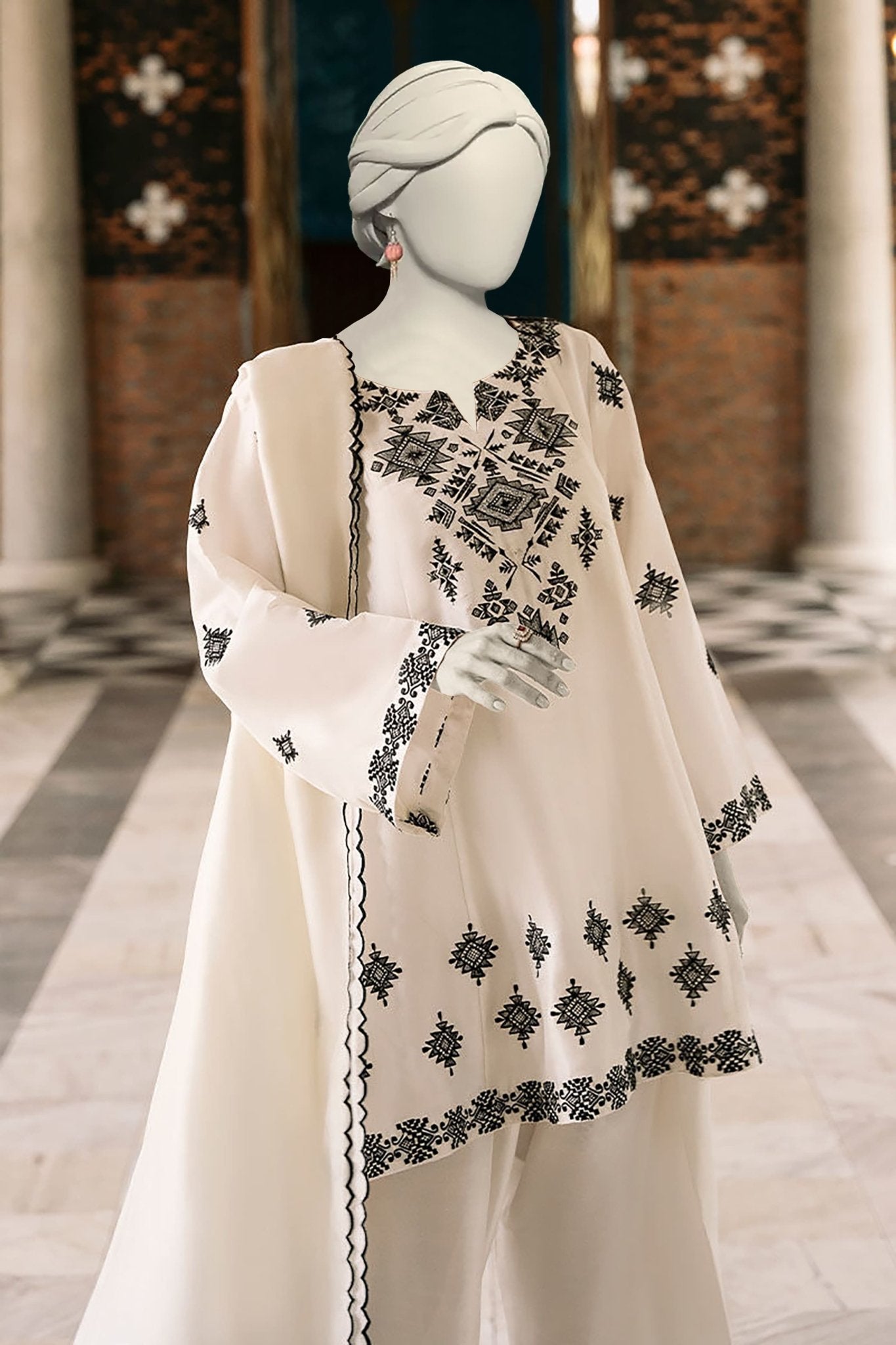 Juna Dananeer Design Lawn Emb 3Pc - Almia