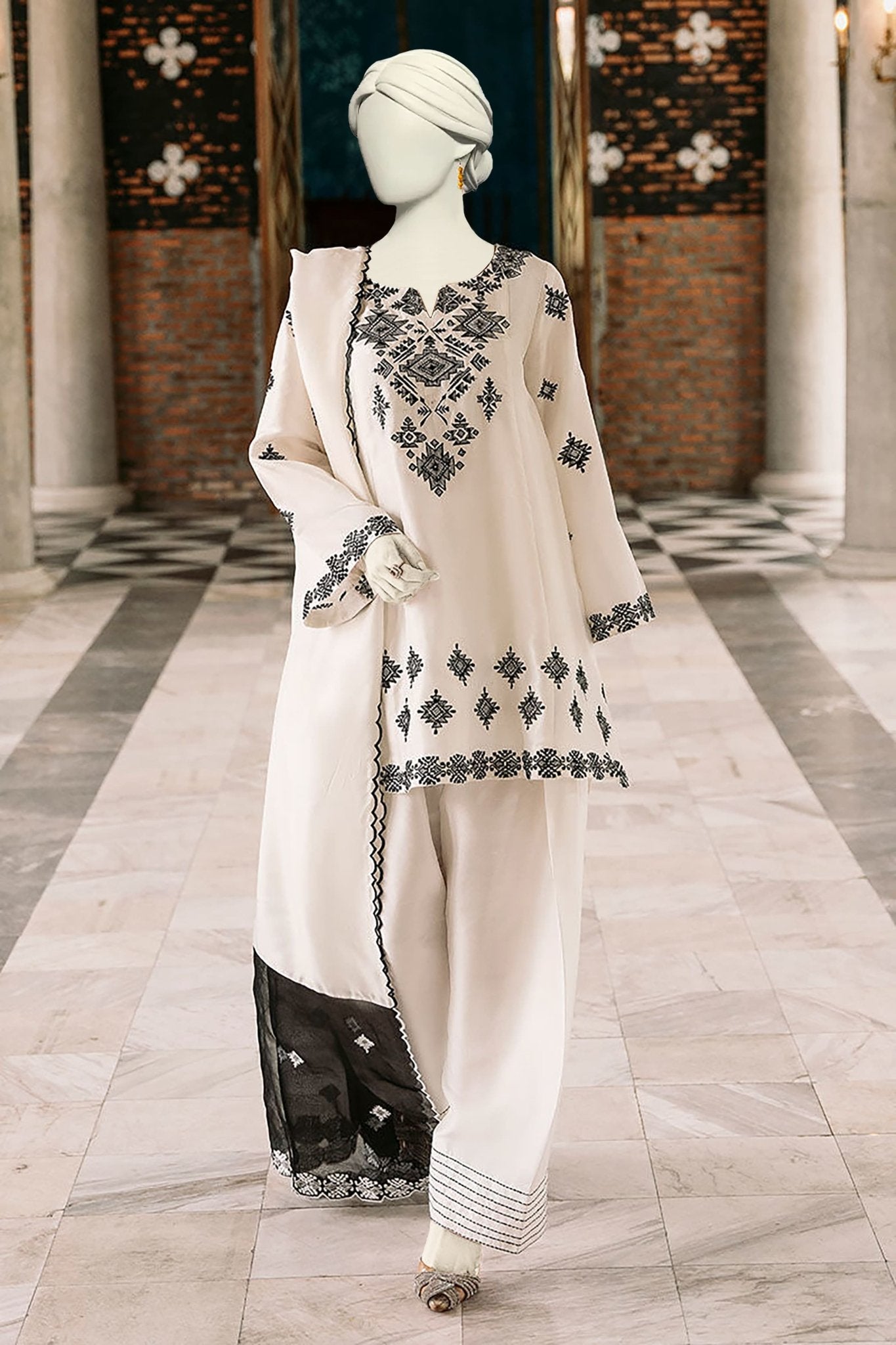 Juna Dananeer Design Lawn Emb 3Pc - Almia
