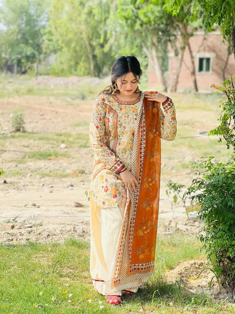 MEHAR LAWN 3PC ( FARSHI SHALWAR ) - Almia