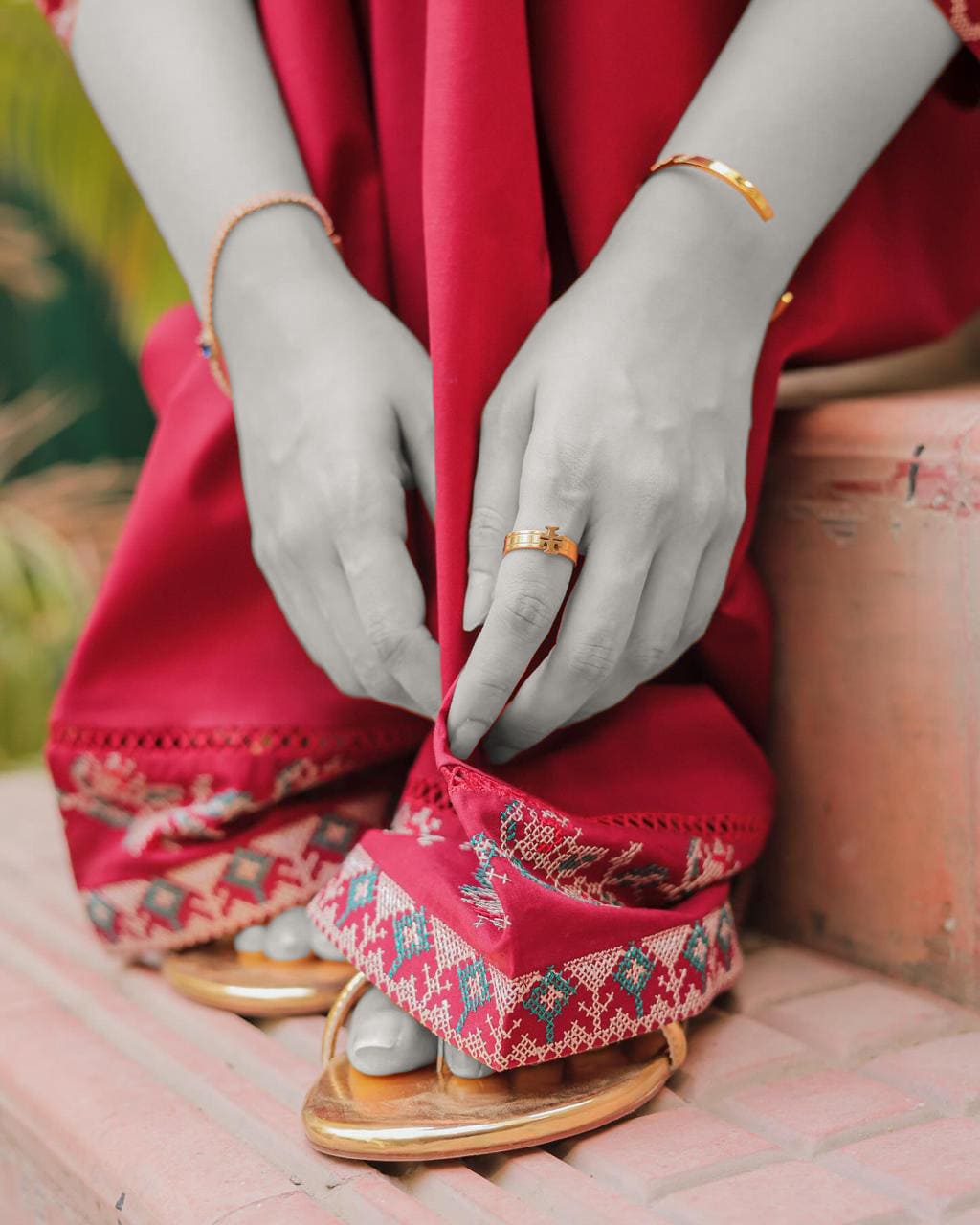 Nisha Lawn Emb Cord Sets (Farshi Shalwar) - Almia